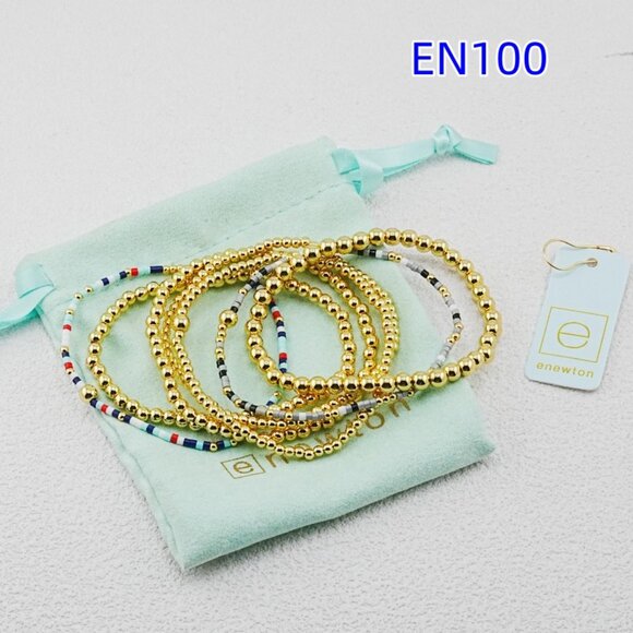 Enewton Colorful Glass Tube Bead & Gold Bead Bracelet Set - Picture 4 of 6